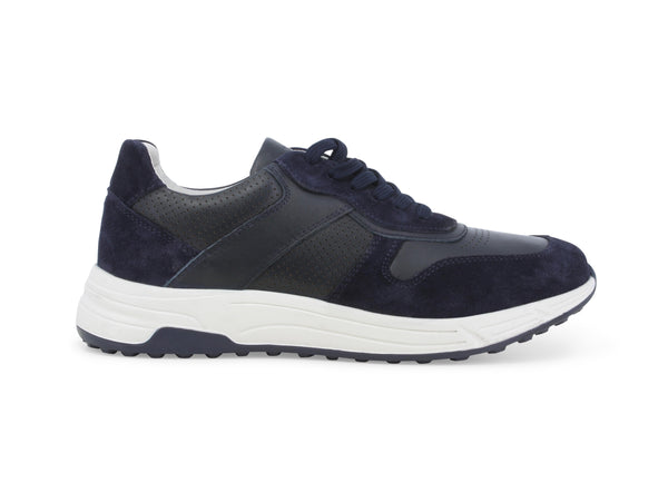 Melluso Scarpe Uomo Casual in Camoscio e Pelle Traforata Blu U56034-243018